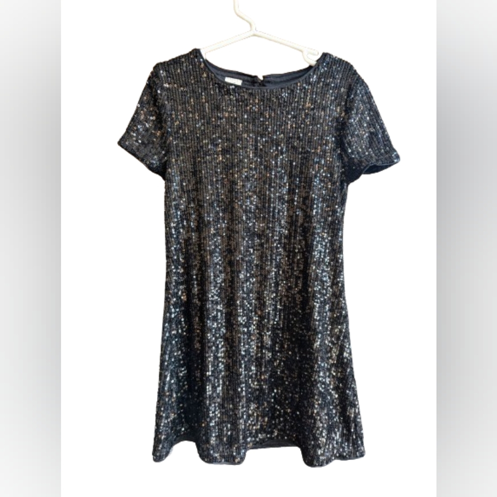 Girls size xxs (7) black sequin party dress by evsie